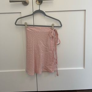 Brandy Melville Pink Floral Wrap Skirt
